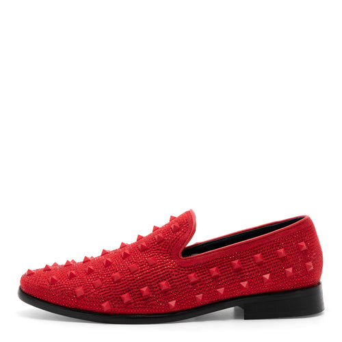 Francisco - Red All-over Pyramid Ornament Detail Dress Loafers for Men 1