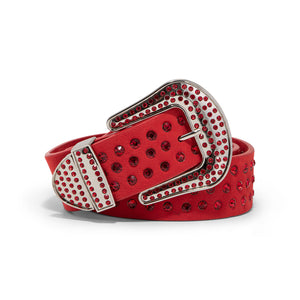 Jump Gladiator Red Micro Fiber Leather Upper Metallic Ornament Buckle Belts