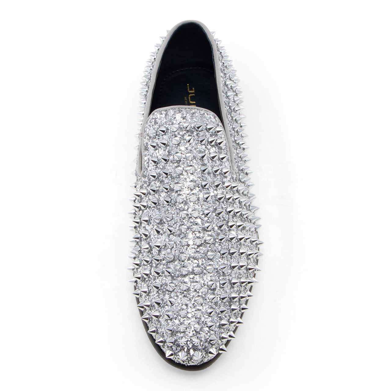 Silver shops spike loafers