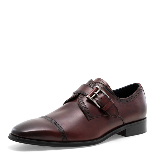 Mcneil - Burgundy Single Monk Strap Oxford Dress Shoes for Men by Jump